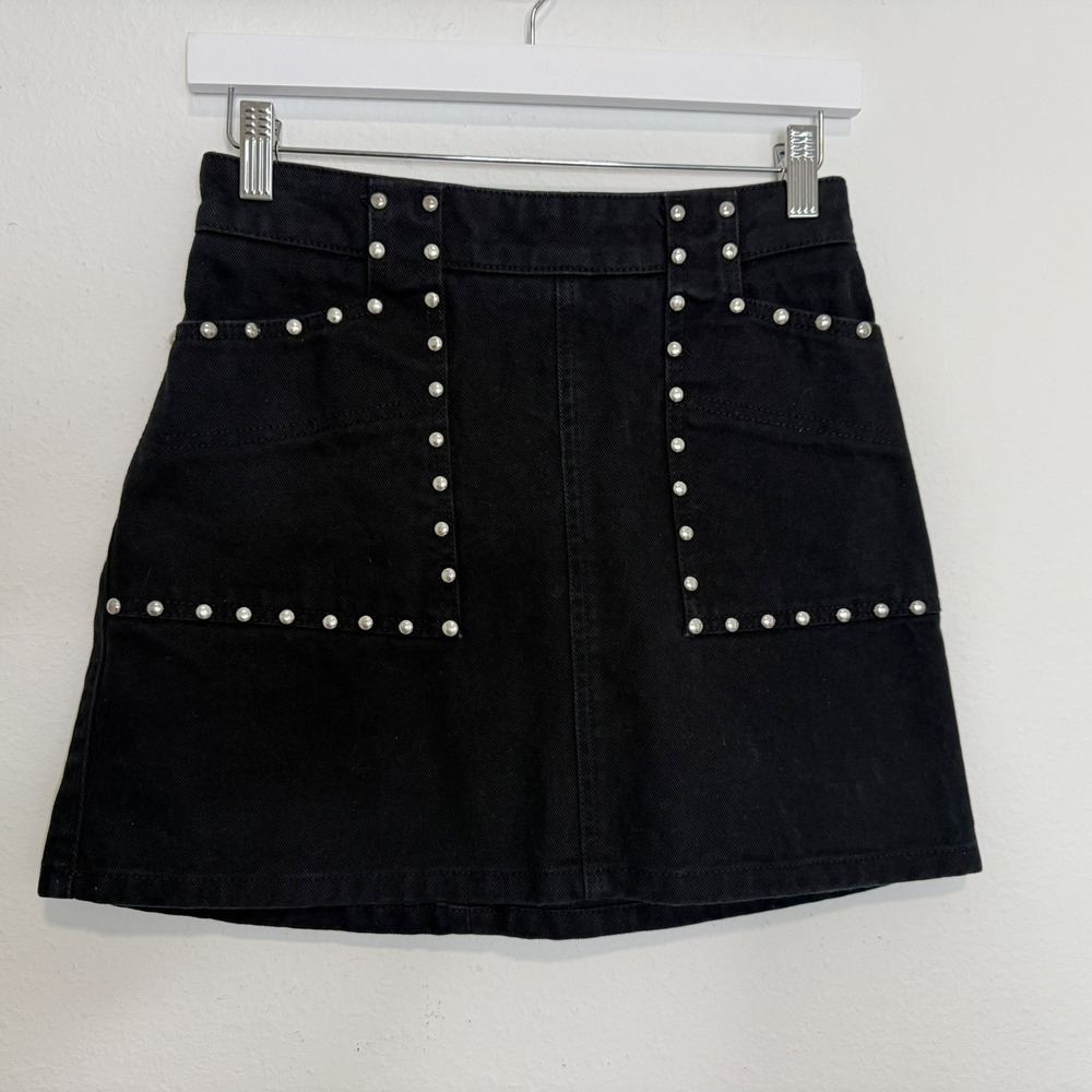 BDG URBAN OUTFITTERS Studded Black Mini Skirt Goth Punk Denim Size S